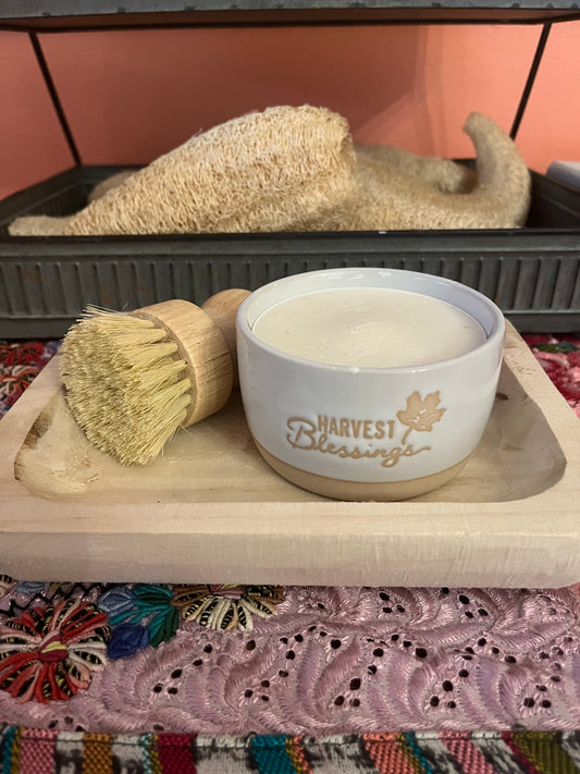 Harvest blessings 6oz dish soap ramekin with wooden brush