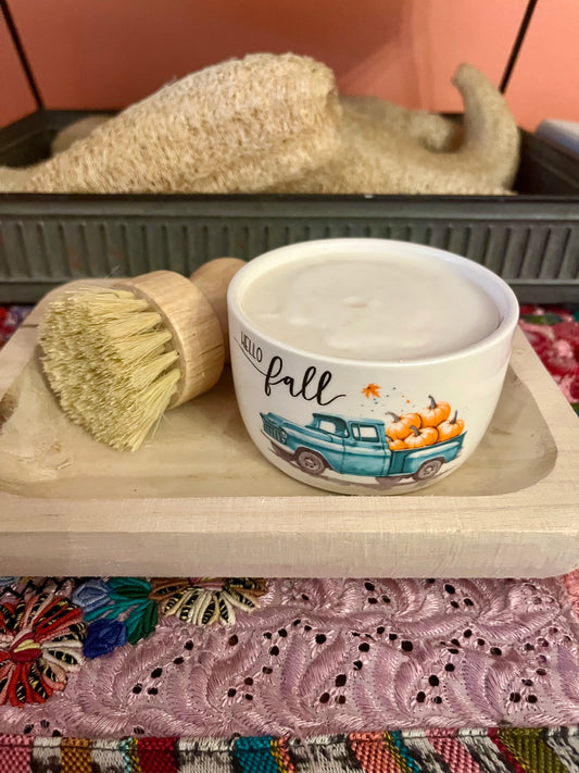 Hello Fall- Blue truck 6oz Dish soap and brush.